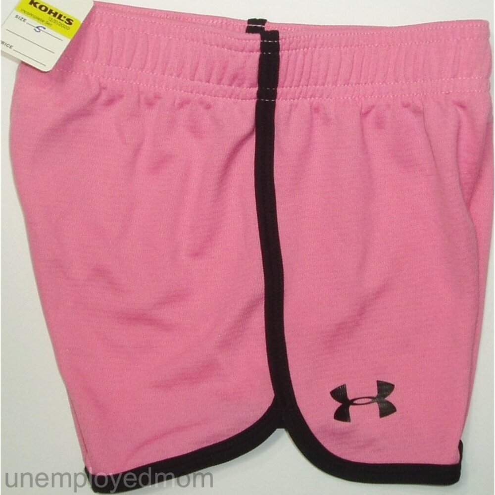 Under Armour Shorts Girls Pink Black Sports Wear UA Summer Back to School BTS